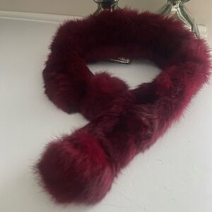 Elegant Burgundy Fur Neck Scarf